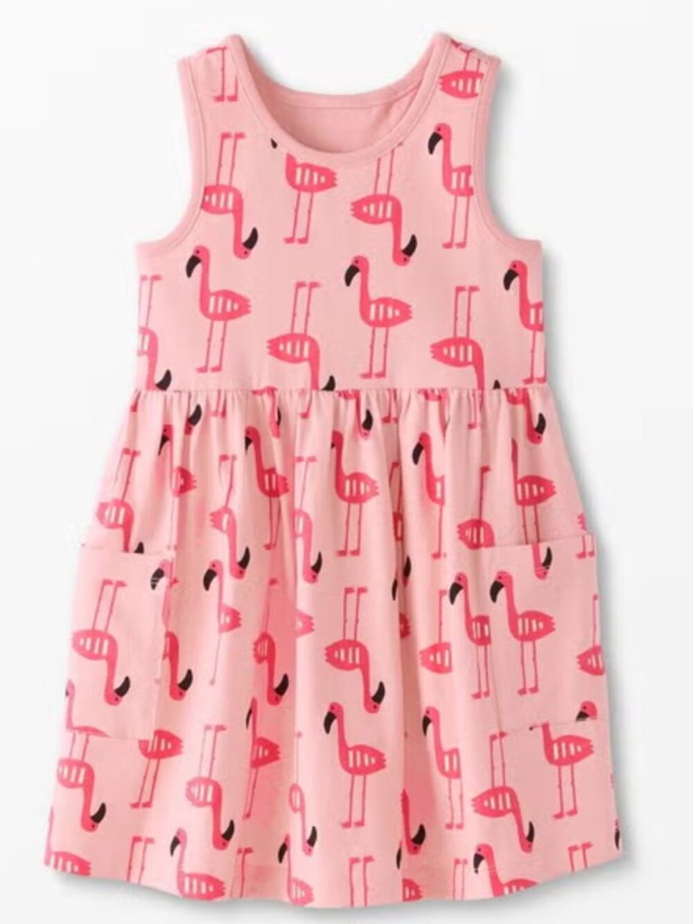 Hanna Andersson Sleeveless Print Pocket Dress: Flamingo Lagoon Size: 4